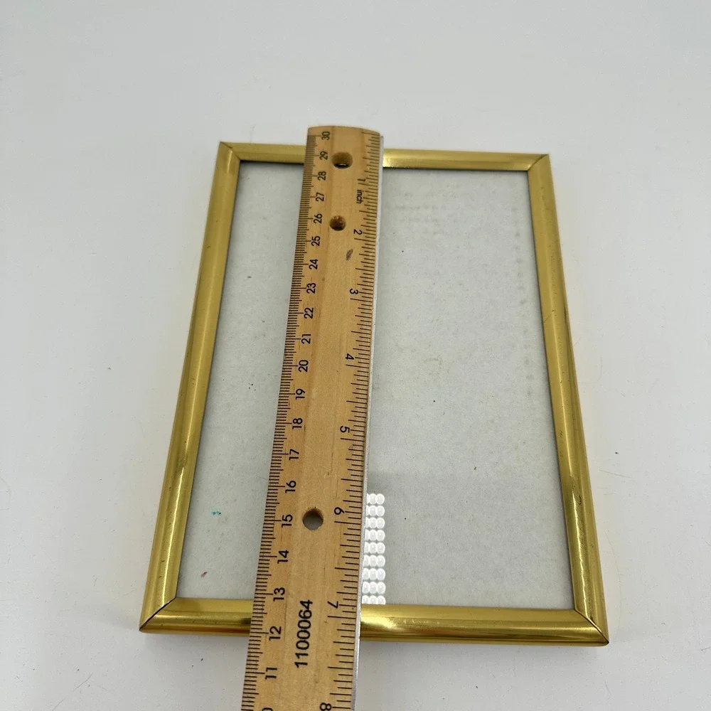 Vintage Gold Tone Metal 5x7 Tabletop Picture Frame with Velvet Back